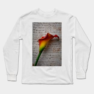 Old Letters And Calla Lilies Long Sleeve T-Shirt